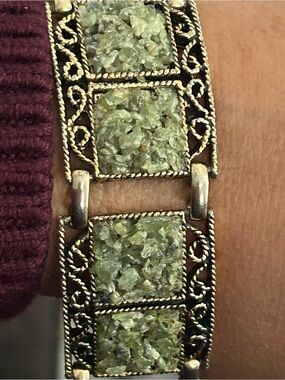 CENTURY Gold-Tone Bracelet with Green Druzy Stone Inlays - Women's Jewelry